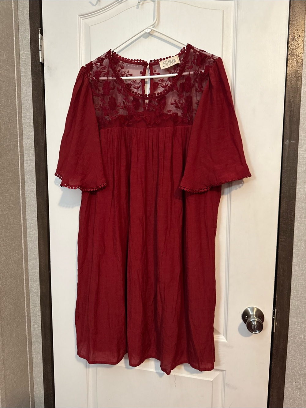 Burgundy Babydoll Cottagecore Dress